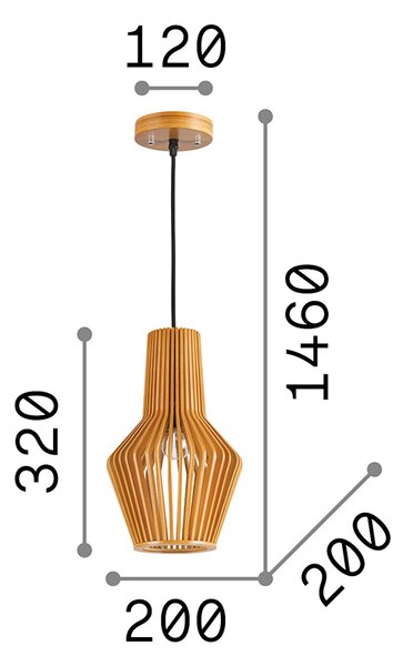 Sospensione Industrial-Minimal Citrus-1 Legno Marrone 1 Luce E27