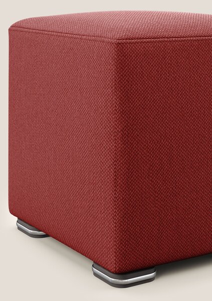 Cube pouf in tessuto morbido smacchiabile T05 rosso