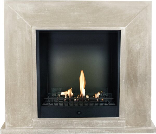 Caminetto a etanolo Xaralyn - Nero BCL-SWP - pietra naturale levigata bianca - riscaldamento a 3 kW - caminetto da incasso incluso - caminetto decorativo