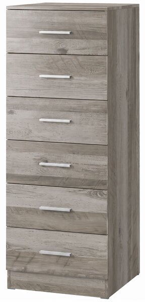 HOMCOM Cassettiera Moderna a 6 Cassetti per Camera, 40x40x110 cm, Grigio | Aosom Italy