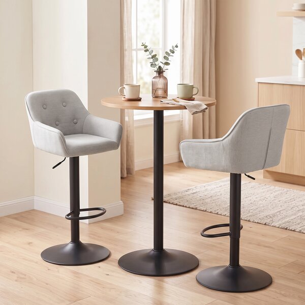 HOMCOM Set 2 Sgabelli da Bar in Ciniglia, Altezza Regolabile e Rotazione 360°, Grigio | Aosom Italy