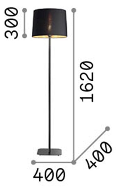 Piantana Industrial-Minimal Nordik Metallo Nero 1 Luce E27