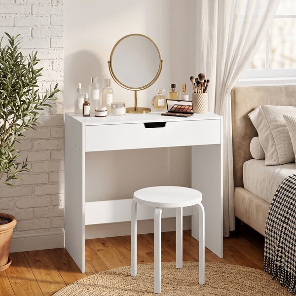 HOMCOM Toeletta con Cassetto, Tavolo Trucco Moderno per Camera, 75x40x75 cm, Bianco | Aosom Italy