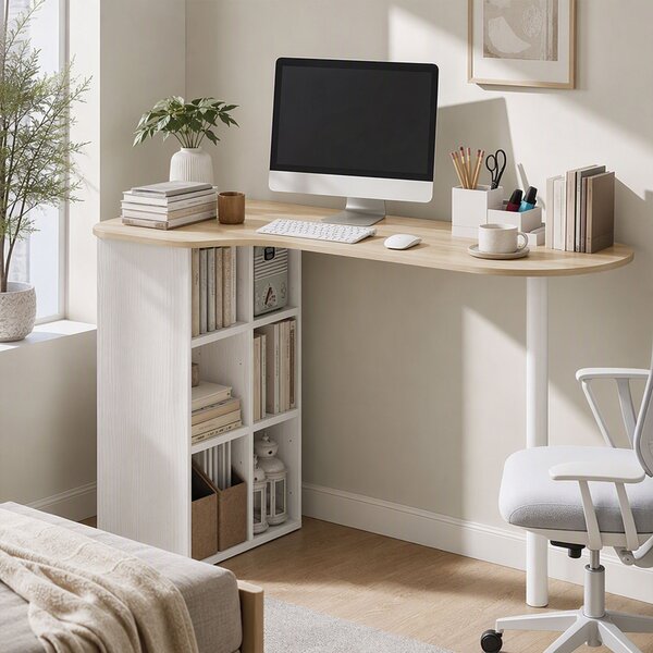 HOMCOM Scrivania per Computer con 6 Scomparti e 4 Ripiani Regolabili, 100x59 cm, Rovere | Aosom Italy