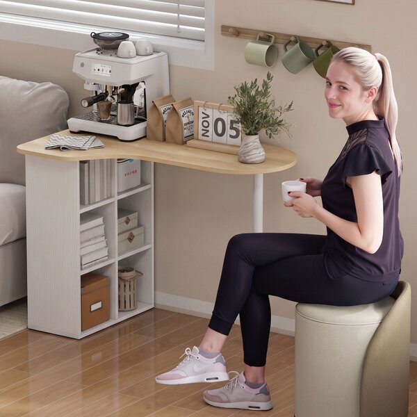 HOMCOM Scrivania per Computer con 6 Scomparti e 4 Ripiani Regolabili, 100x59 cm, Rovere | Aosom Italy