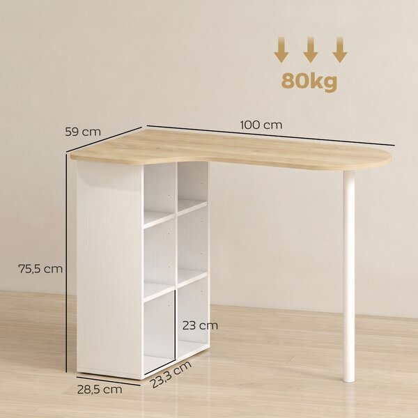 HOMCOM Scrivania per Computer con 6 Scomparti e 4 Ripiani Regolabili, 100x59 cm, Rovere | Aosom Italy
