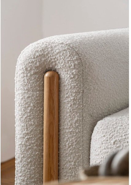Divano greige allungabile/con contenitore e rivestimento in bouclé 244 cm Arcadova – ELTAP