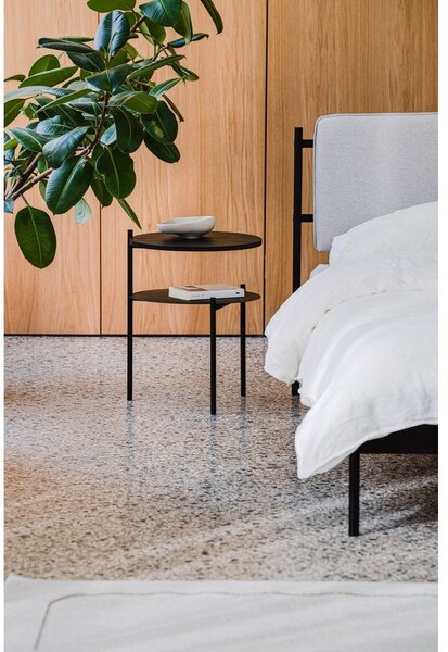 Comodino nero con piano effetto rovere Tu – noo.ma