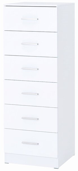 HOMCOM Cassettiera Alta a 6 Cassetti con Sistema Antiribaltamento, 40x40x110 cm, Bianco | Aosom Italy