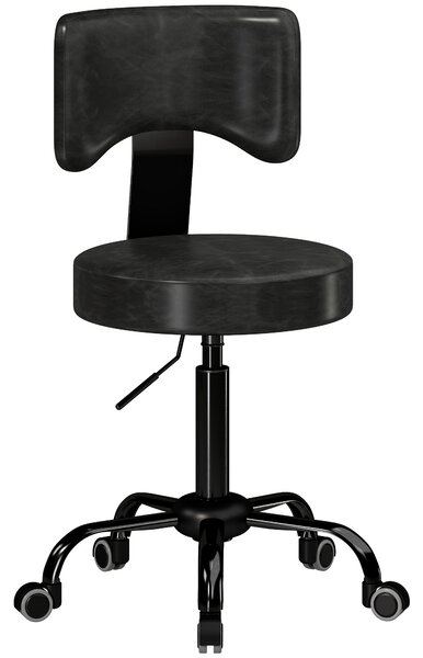 HOMCOM Sgabello da Massaggio Girevole 360° con Ruote, Altezza Regolabile 72-87,5 cm, Nero | Aosom Italy