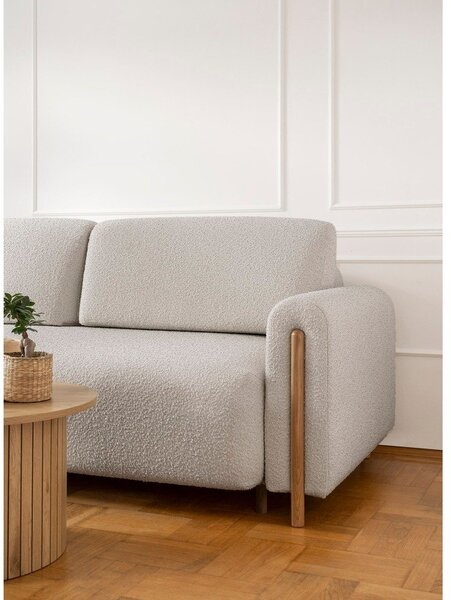 Divano greige allungabile/con contenitore e rivestimento in bouclé 244 cm Arcadova – ELTAP