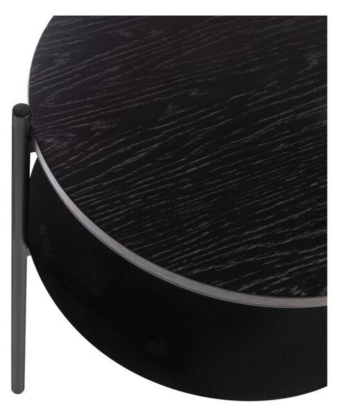 Comodino nero con piano effetto rovere Tu – noo.ma