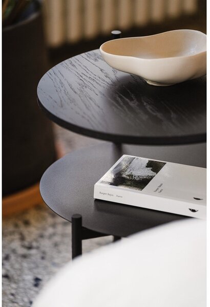 Comodino nero con piano effetto rovere Tu – noo.ma