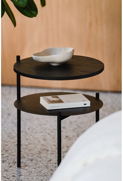 Comodino nero con piano effetto rovere Tu – noo.ma
