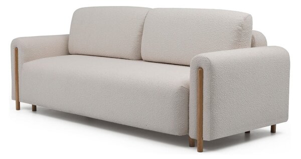 Divano greige allungabile/con contenitore e rivestimento in bouclé 244 cm Arcadova – ELTAP