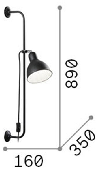 Applique Moderna Shower Metallo Nero 1 Luce E27