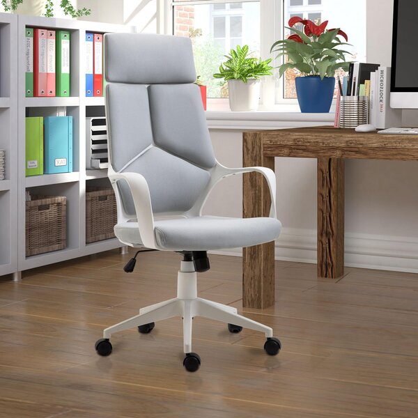 HomCom Sedia da Ufficio Ergonomica Regolabile e Girevole in Tessuto Mesh per Comfort Ottimale in Grigio per Scrivania e Studio|Aosom