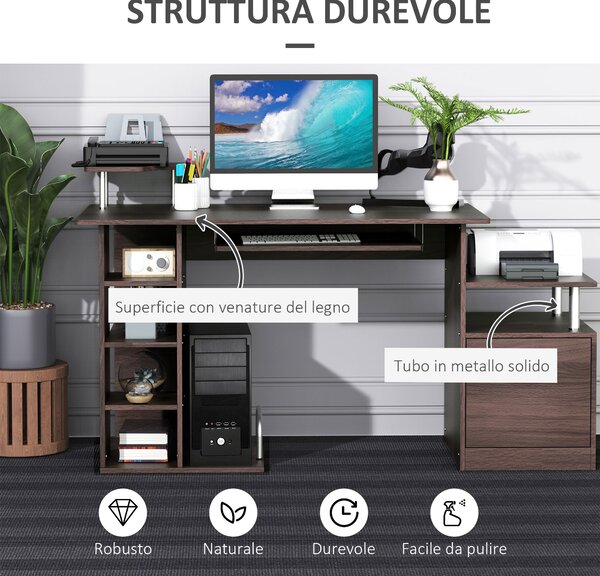 HomCom scrivanie ufficio scrivania salvaspazio per Computer, Tavolo per PC in Legno Marrone Scuro Effetto Legno|Aosom