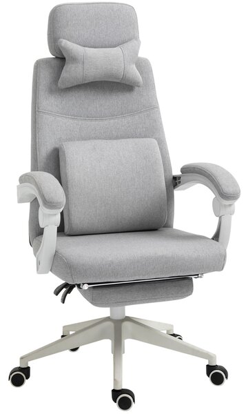 Vinsetto Sedia Ufficio Ergonomica Moderna Regolabile Reclinabile Sedile Scrivania del Computer con Braccioli e Poggiapiedi,grigio|Aosom