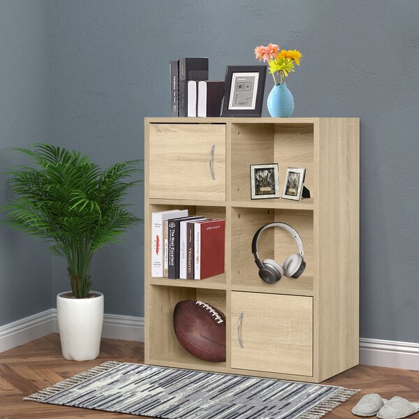 HOMCOM Libreria Mobiletto Multiuso in Legno con 6 ripiani e 2 ante, per soggiorno, ingresso, ufficio e camera da letto 61.5x29.5x80cm | Aosom Italy