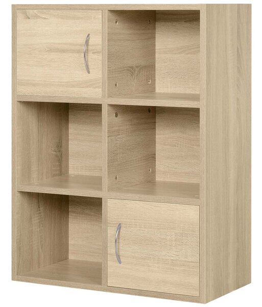 HOMCOM Libreria Mobiletto Multiuso in Legno con 6 ripiani e 2 ante, per soggiorno, ingresso, ufficio e camera da letto 61.5x29.5x80cm | Aosom Italy