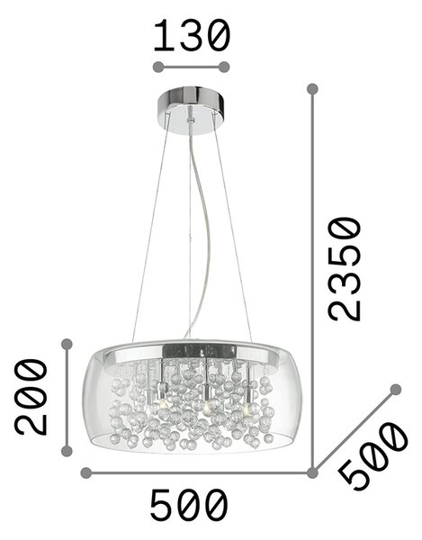 Sospensione Moderna Audi-80 Metallo Fumè 8 Luci G9 3W 3000K Luce Calda