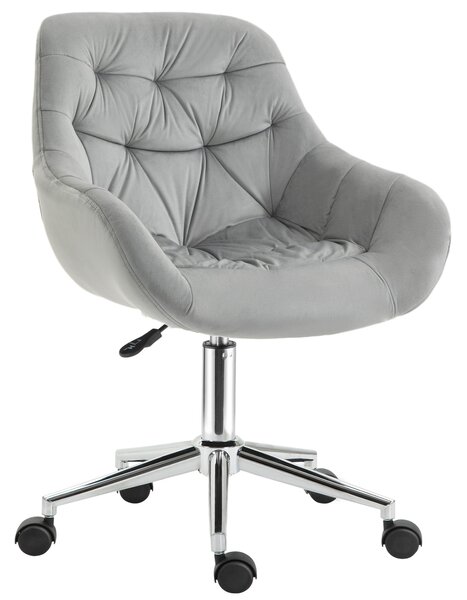 Vinsetto Sedia da Ufficio Ergonomica Girevole con Altezza Regolabile e Ruote, Rivestimento in Velluto, 59x58x80-90cm, Grigio | Aosom