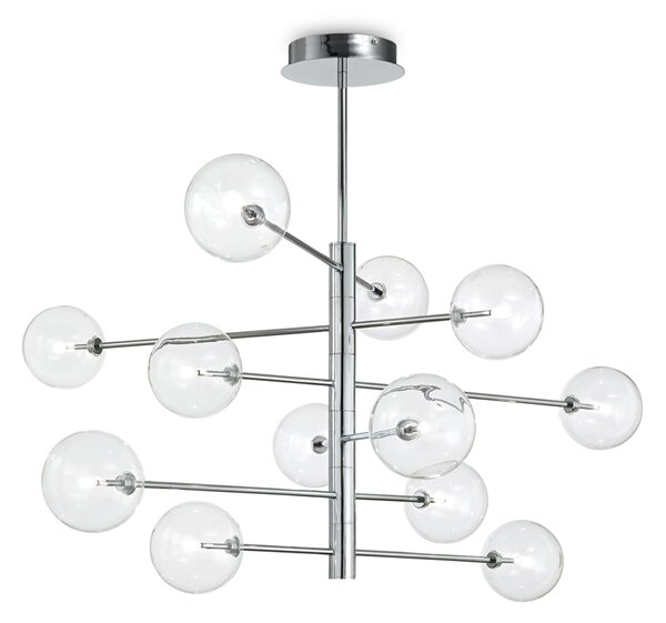 Sospensione Contemporanea Equinoxe Metallo Cromo 12 Luci 2W 3000K Luce Calda