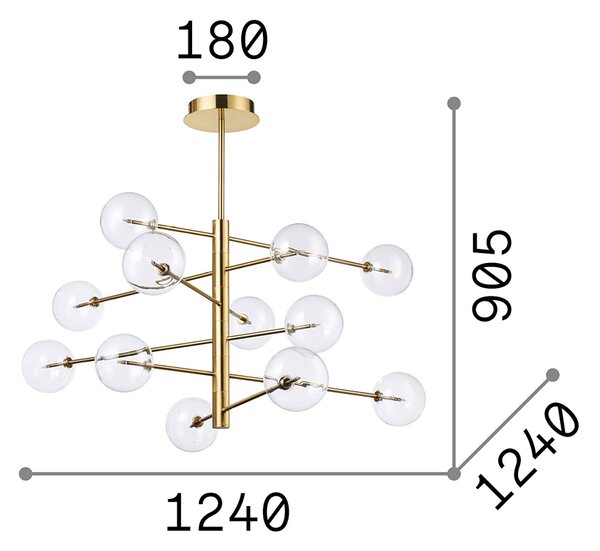 Sospensione Contemporanea Equinoxe Metallo Cromo 12 Luci 2W 3000K Luce Calda