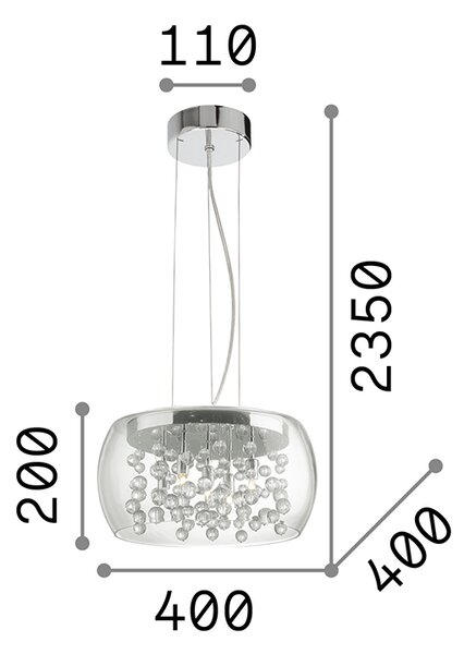Sospensione Moderna Audi-80 Metallo Fumè 5 Luci G9 3W 3000K Luce Calda