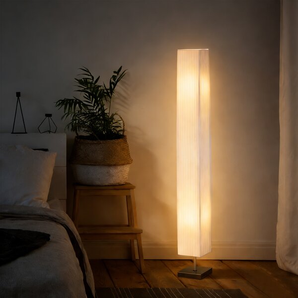 Homcom Lampada da Terra moderna con Piantana in Tessuto, Piantana Moderna da Terra per Soggiorno, Camera da Letto Bianco|Aosom