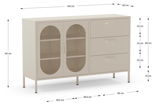 Cassettiera color crema 140x90 cm Diora - Marckeric