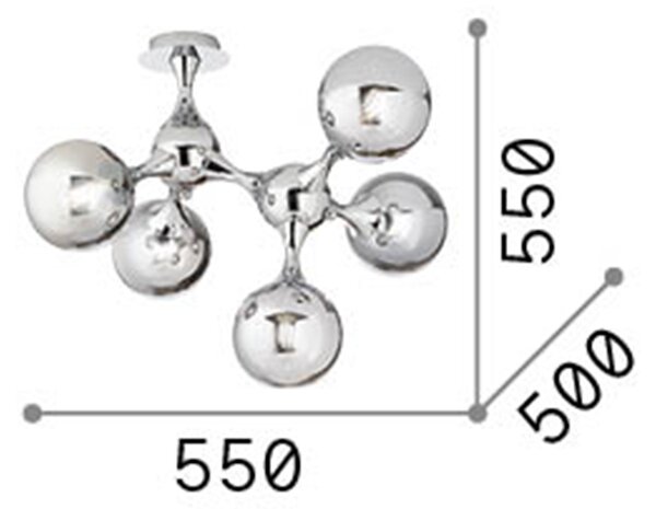 Plafoniera Contemporanea Nodi Metallo Cromo 5 Luci E14