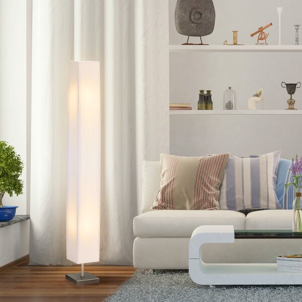 Homcom Lampada da Terra moderna con Piantana in Tessuto, Piantana Moderna da Terra per Soggiorno, Camera da Letto Bianco|Aosom