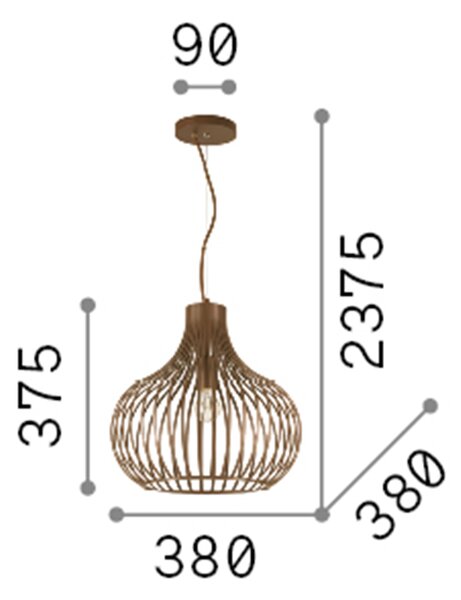 Sospensione Industrial-Minimal Onion Metallo Coffee 1 Luce E27 D38Cm