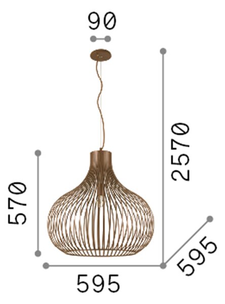 Sospensione Industrial-Minimal Onion Metallo Coffee 1 Luce E27 D59Cm