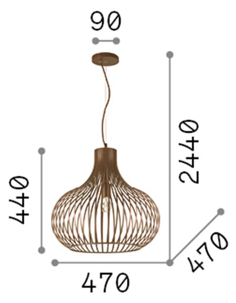 Sospensione Industrial-Minimal Onion Metallo Coffee 1 Luce E27 D47Cm