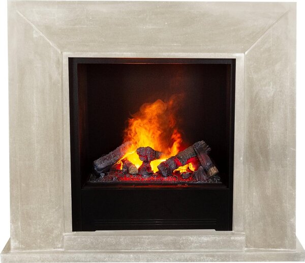 Caminetto a vapore acqueo Xaralyn - Nero EC6-SBU - pietra naturale levigata bianca - con telecomando - caminetto elettrico Opti-Myst - caminetto da incasso incluso - caminetto decorativo