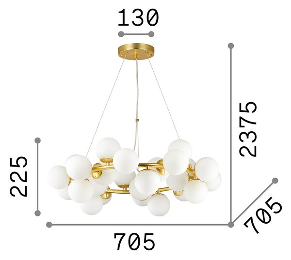 Sospensione Contemporanea Dna Metallo Bianco 25 Luci G9 3W 3000K Luce Calda