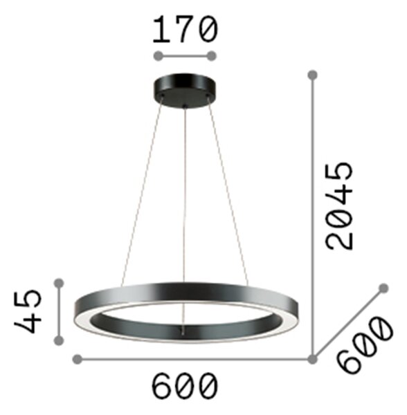 Sospensione Moderna Oracle Alluminio-Plastiche Bianco Led 33W 3000K D60Cm
