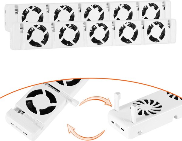 Ventilatore per radiatore Vigevee, set da 2, con controllo della temperatura, adatto per radiatori da 150–200 cm