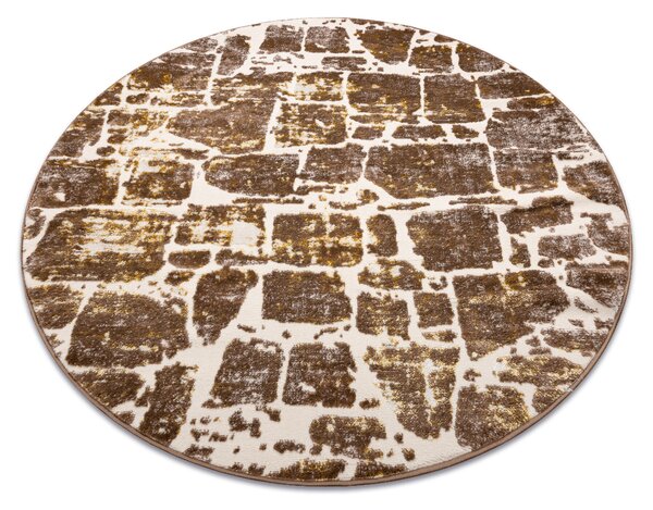 Tappeto MEFE moderno cerchio 6184 Pavimentazione mattone - Structural due livelli di pile beige scuro
