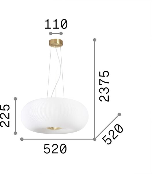 Sospensione Moderna Arizona Vetro Bianco 5 Luci Gx53 9W 3000K Luce Calda