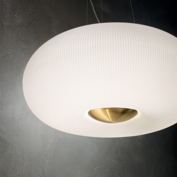 Sospensione Moderna Arizona Vetro Bianco 5 Luci Gx53 9W 3000K Luce Calda