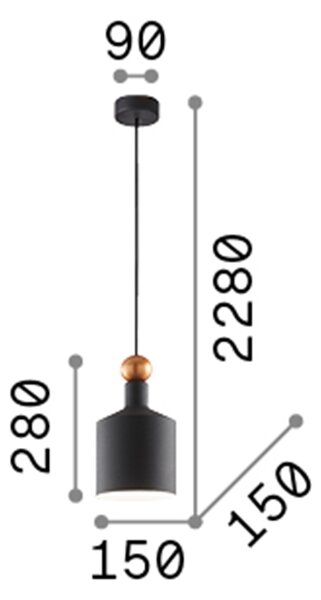 Sospensione Industrial-Minimal Triade-3 Metallo Grigio 1 Luce E27