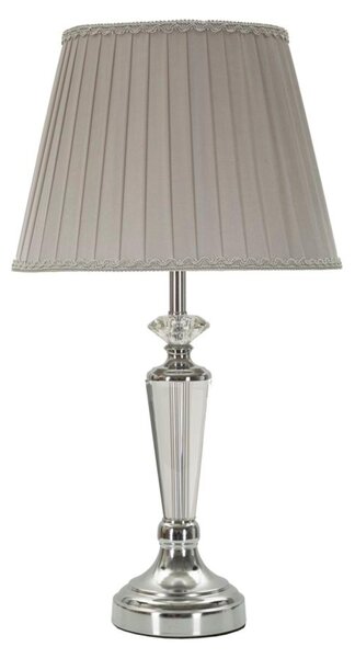 Lampada da tavolo in metallo, vetro e tessuto, dimensioni 30x56 cm, colore argento, modello Mauro Ferretti, finitura argentata
