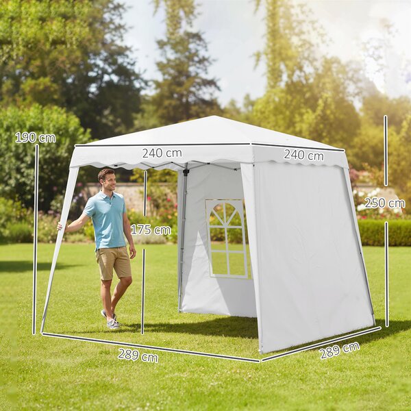 Outsunny Gazebo Pieghevole Giardino, Altezza Regolabile, Struttura Acciaio, Tessuto Oxford, 240x240x250 cm, Facile da Montare|Aosom