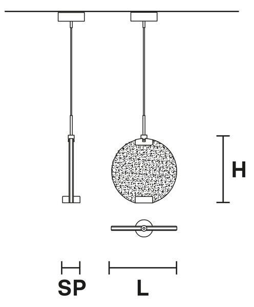 Sospensione Contemporanea Horo Metallo Ottone Vetro Verde Led 43,2W