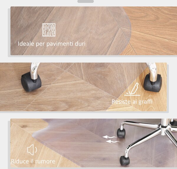 HOMCOM Tappetino per Sedia Ufficio Salvapavimento in Plastica, 90x120cm, Trasparente