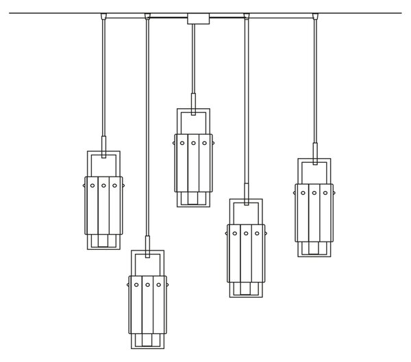 Sospensione Classica Crek Metallo Ottone Vetro 5 Luci